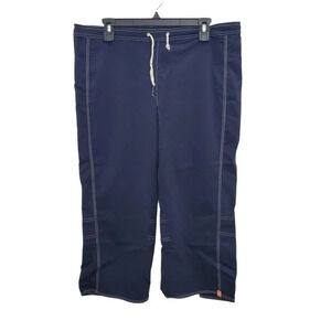 Lucy Activewear Women's Navy‎ White Contrast Stitch Loose Fit Cropped Pants Sz M